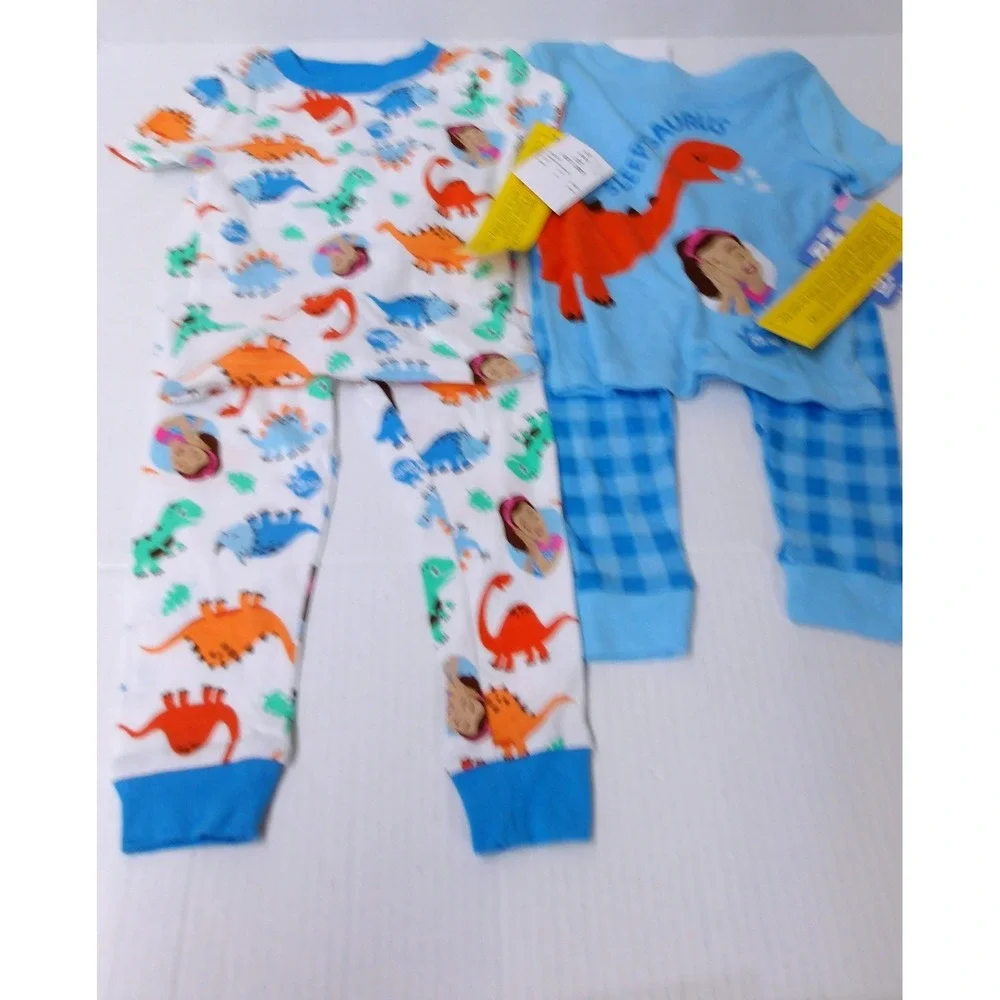 Carter's Toddler Boy 4‎ Piece Dinosaur Pajama Set Blue 2T  / #26595